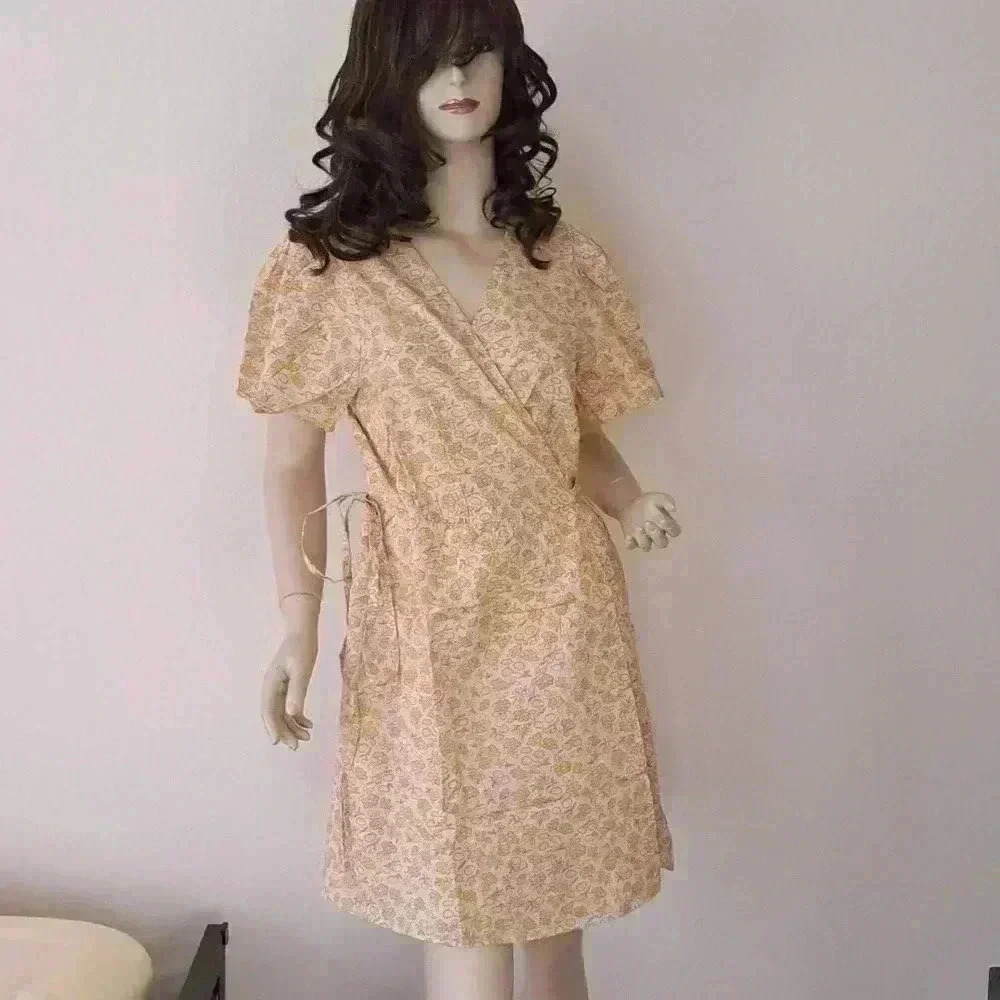 Madewell Fiore Floral Short Sleeve Cotton Wrap Dress